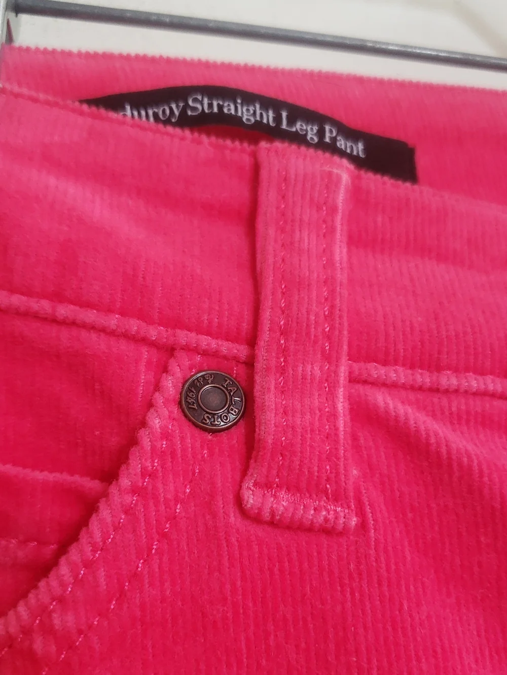 TALBOTS Corduroy Straight Leg Pant Barbie Pink 8P | PETITE - Picture 7 of 14